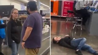 Aggressive Walmart Karen Gets a Lesson in FAFO... Dude Shows her Equal Rights, Equal Fights!