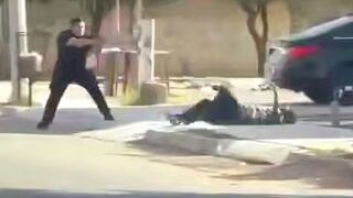 A man is shot after trying to stab a police officer. And the Public