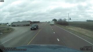 Video shows moment train splits semi trailer in half in southern Minnesota