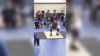 Kid makes an Amazing Effort to Squat this Weight but, it goes Wrong