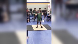 Kid makes an Amazing Effort to Squat this Weight but, it goes Wrong