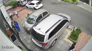 Two Angles and Slow Motion of Woman who Held onto Her Purse