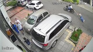 Two Angles and Slow Motion of Woman who Held onto Her Purse