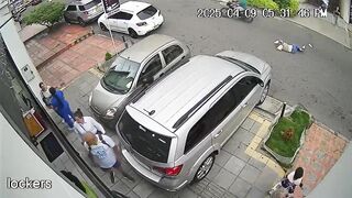 Two Angles and Slow Motion of Woman who Held onto Her Purse