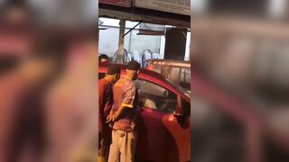 Couple doesn't even know people are watching them..Until a knock at their window..lol