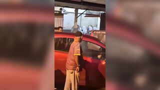 Couple doesn't even know people are watching them..Until a knock at their window..lol