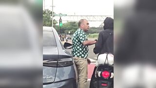 When you wanted to start a fight, Why bother about your car get scratches.. idiot..