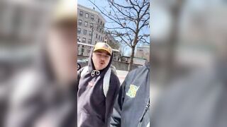 Unhinged Student with TDS follows and Harasses Man for Wearing a Trump Hat