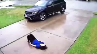 Gril Suffering Anguishing Anxiety Calls Mom... What Happens Next is Beautiful, Takes her Hand Lies with her in the Rain.
