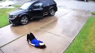 Gril Suffering Anguishing Anxiety Calls Mom... What Happens Next is Beautiful, Takes her Hand Lies with her in the Rain.