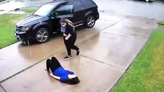 Gril Suffering Anguishing Anxiety Calls Mom... What Happens Next is Beautiful, Takes her Hand Lies with her in the Rain.
