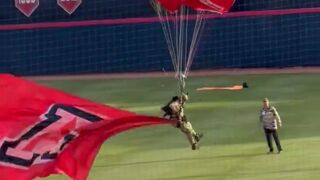 Two Consecutive Paratroopers have Horrific Landings at Baseball Game In Arizona..