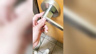 Girl Working out Hard gets all Sweaty then goes into the Private Bathroom
