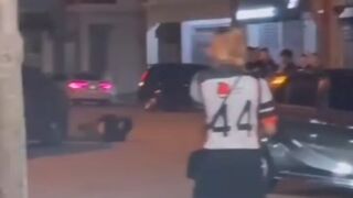 Fat Boy is brave enough to stand in front of the car in this situation
