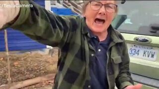 Woke Boomer Karen Vandalizes a Tesla, Then Like Most Liberals Throws Hissy Fit When Caught.