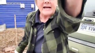 Woke Boomer Karen Vandalizes a Tesla, Then Like Most Liberals Throws Hissy Fit When Caught.