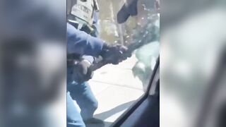 Illegal Refuses to Open his Window... ICE Smashes it out!