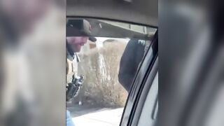 Illegal Refuses to Open his Window... ICE Smashes it out!