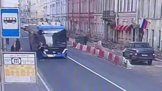 Woman Daydreaming Steps in Front of Bus. Watch the Second angle