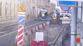 Woman Daydreaming Steps in Front of Bus. Watch the Second angle