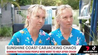 Australian identical twins speak in sync after witnessing an armed carjacking incident in Queensland
