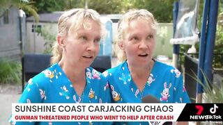 Australian identical twins speak in sync after witnessing an armed carjacking incident in Queensland