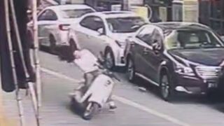Final Destination in Full power: Single Brick falls from Building and Kills Woman on Bike