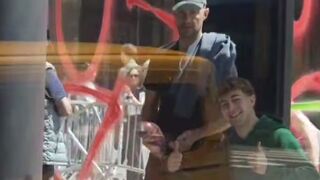 NYC: Two ARRESTED after Climate morons vandalized windows of Tesla Showroom in Manhattan.