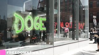 NYC: Two ARRESTED after Climate morons vandalized windows of Tesla Showroom in Manhattan.