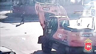 Excavator never Saw Her? Woman Trampled to Death (Slow Motion Added)