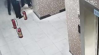 Mans e-bike battery explodes at worst possible time in lift.
