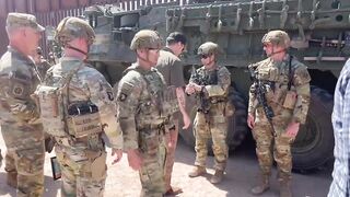Secretary of Defense Pete Hegseth was presented with a challenge coin by border soldiers.