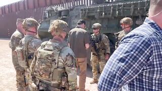 Secretary of Defense Pete Hegseth was presented with a challenge coin by border soldiers.