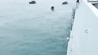 Marines Perform Boarding Exercises with JETPACKS and Landing on a Ship.