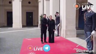 Looks like PM Meloni is disgusted by Zelensky's presence.