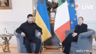 Looks like PM Meloni is disgusted by Zelensky's presence.