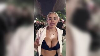 Sweaty Protestor in Argentina, No idea what she's says. But there are two big reasons to agree with her....