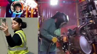 A Female Welding Engineer goes viral after showcasing her skills, thriving in a male-dominated field