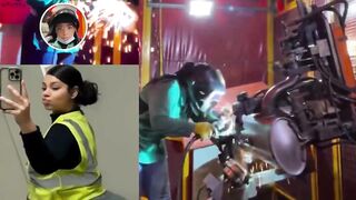 A Female Welding Engineer goes viral after showcasing her skills, thriving in a male-dominated field