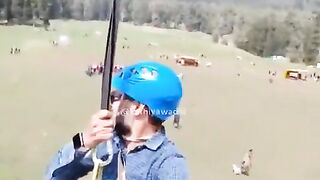 Oblivious Man Ziplining Accidentally Films Terror Attack that Killed 30