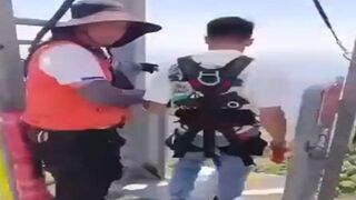 Bungee Jumper forgets to Pay, and Hook Up. What happened?
