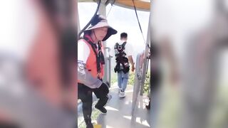 Bungee Jumper forgets to Pay, and Hook Up. What happened?