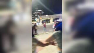 Not-so-smart black guy opens fire at crowd in front of cops, is immediately Shot by the Cops. Tulsa, Oklahoma, USA