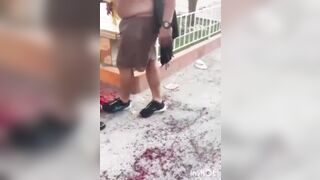 A Peruvian police officer touched a Bag he thought was suspicious