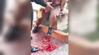 A Peruvian police officer touched a Bag he thought was suspicious