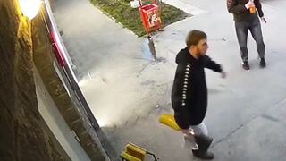 He stole a beer and attacked the shop owner with his prosthetic leg.