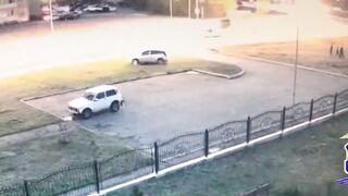 Whoops..11th Grader Female confuses the Pedals and Runs Over Innocent Lady