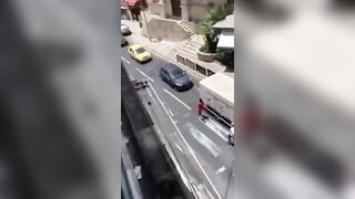 Illegal Scholar going around Punching Cars gets Exactly what he's Looking For