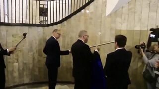 Polish presidential candidate burns EU flag in Protest