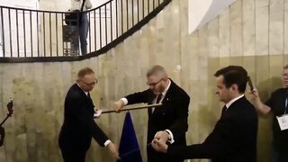 Polish presidential candidate burns EU flag in Protest